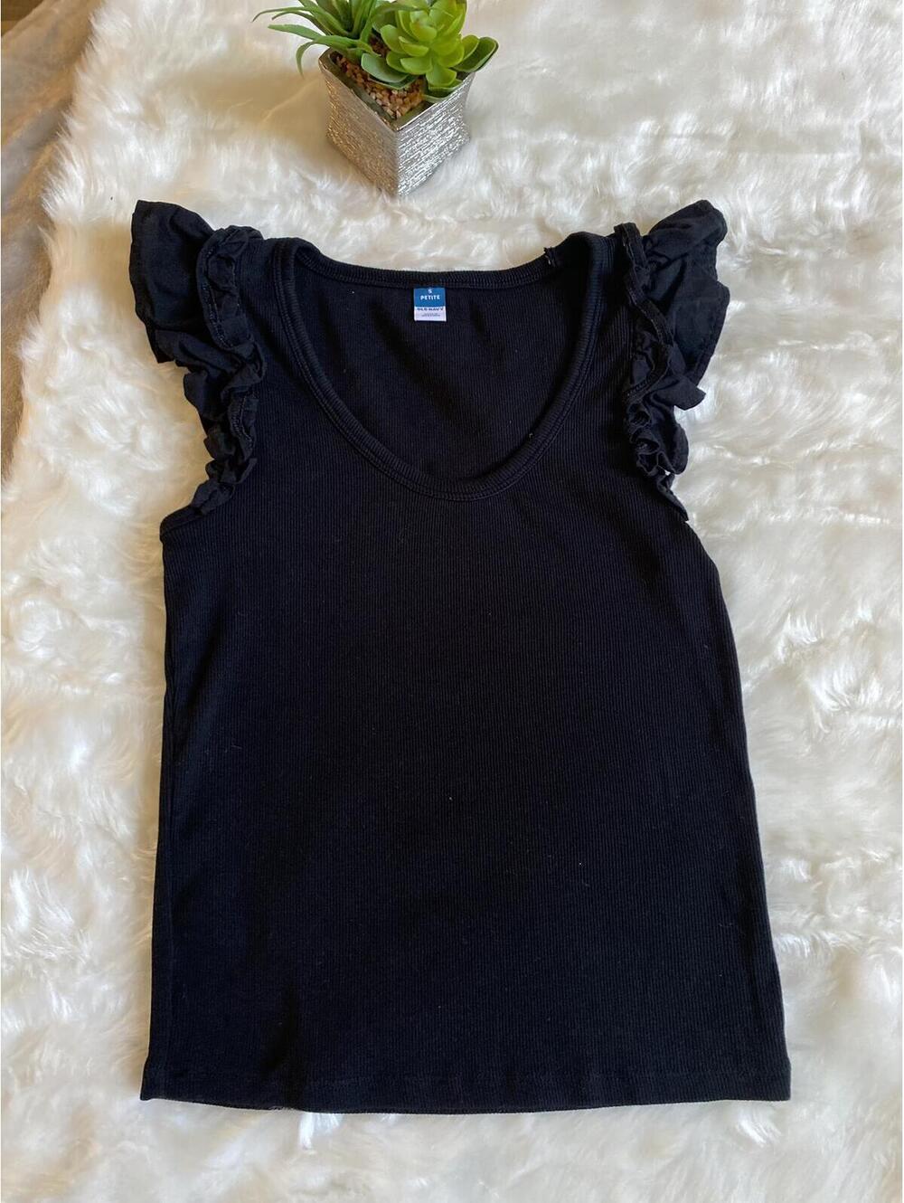 Old Navy Black Ruffle Sleeve Tank Top Small Petite